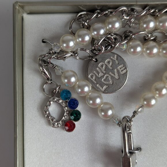 Things Remembered Pearl Dog Collar Necklace Rescued Rhinestones Bling Adjustable - Picture 4 of 5